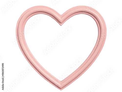 A pink heart shaped frame on a white background