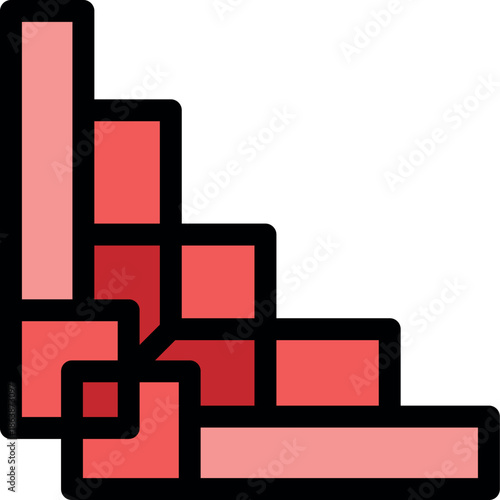 Pixel art representation of red stairs descending towards the right of the composition