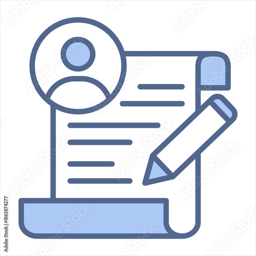 Writer Blue Icon Vector Illustration