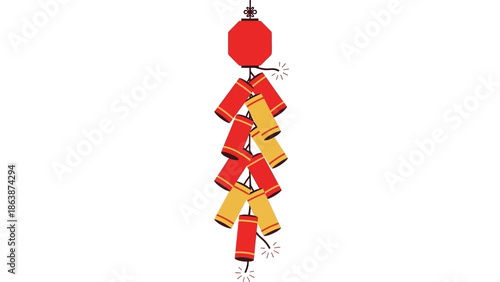 Vector illustration of a Chinese New Year lantern in red and gold silhouette against a clean white background.