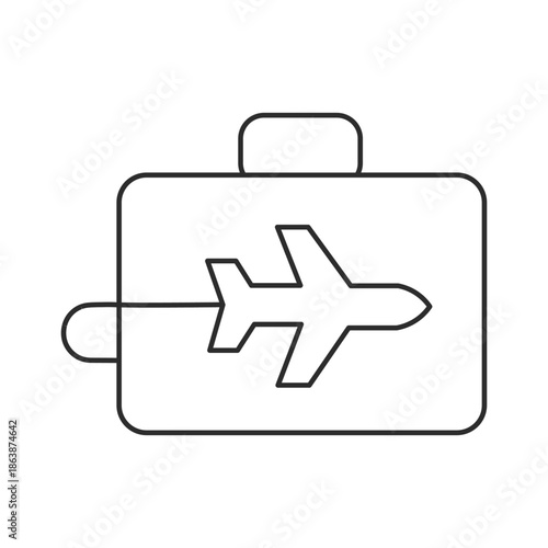 Travel Suitcase with Airplane Icon Representing Flight Booking, Business Travel, Tourism, Vacation Planning, and Air Transport