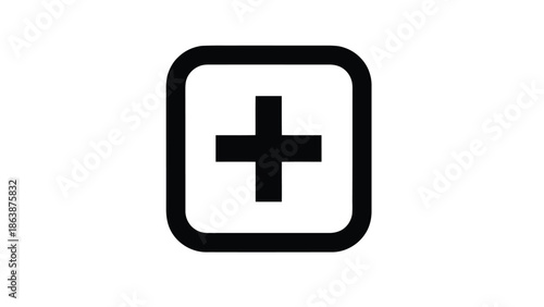 Simple black cross symbol in a rounded square icon.