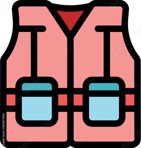 Life vest ensuring safety during water activities, featuring pockets and straps for secure fit