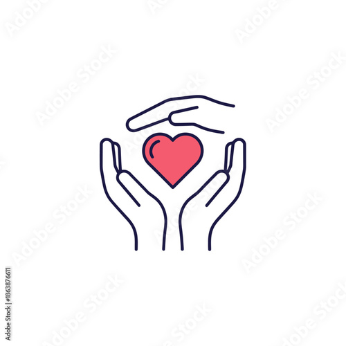 Hands holding a heart symbolizing love and care.