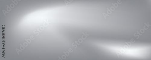 Silver foil background with metal mirror texture. Chrome gradient surface with light gloss. Vector aluminum grey sheet with reflection. Platinum