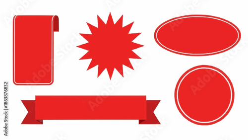 Red banner and label shapes for advertising and design