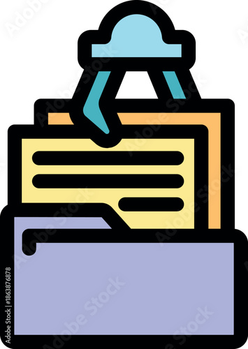 Keeping documents organized with a bulldog clip and folder, symbolizing office work and filing