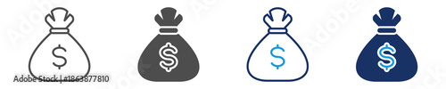 money bag icon set multiple style