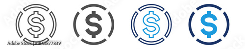 dollar icon set multiple style