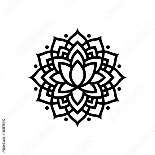 Lotus mandala icon on White Background Vector Art Illustration on white background.