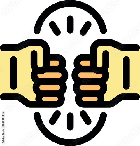Two hands bumping fists together symbolize teamwork, collaboration, and partnership