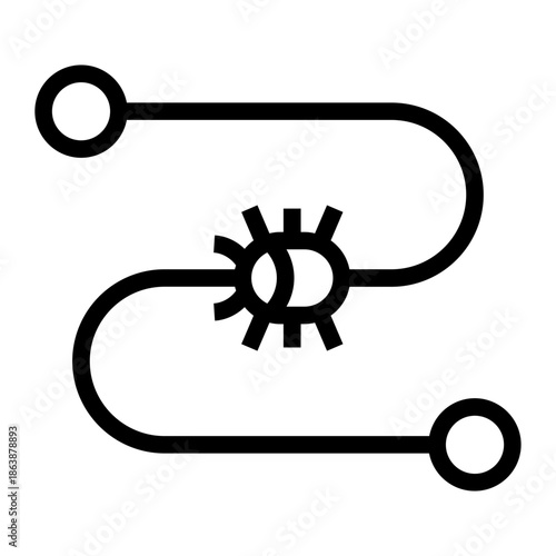 Line icon of network path with virus bug