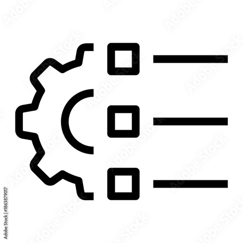 Line icon of settings gear with checklist tasks