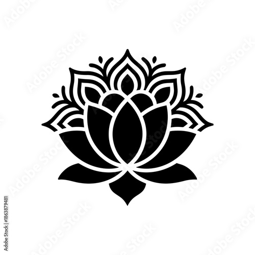 Lotus mandala icon on White Background Vector Art Illustration on white background.