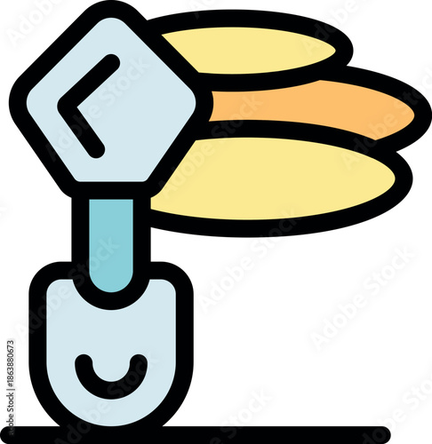 Savings increasing with trowel putting coins in stack, financial growth concept