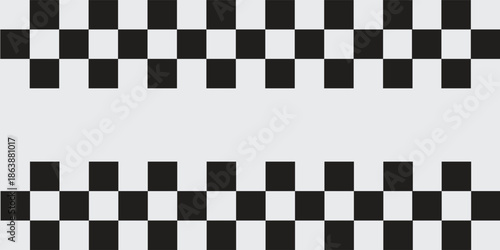  Black and white checkered rectangular frame. Square racing checkerboard pattern. Chessboard geometric pattern. Rally checkerboard pattern. Finish racing frame. Vector illustration on white background