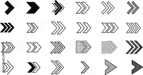 Arrow designs, including bold, outlined, patterned, and directional arrows, perfect for navigation, UI, and graphic design projects