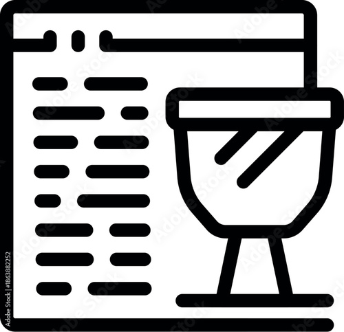 Webpage showing code for studying ancient cup artifact, online archeology and history research concept