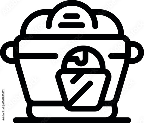 Electric multicooker baking a cupcake, innovative cooking technology for home kitchen