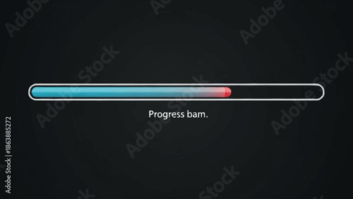 Progress bar loading screen with blue and red segments on a black background.