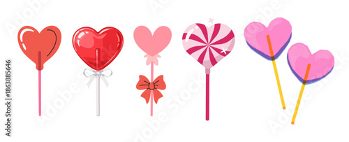 A delightful collection of vibrant heart-shaped lollipops, perfect for sharing love and sweetness