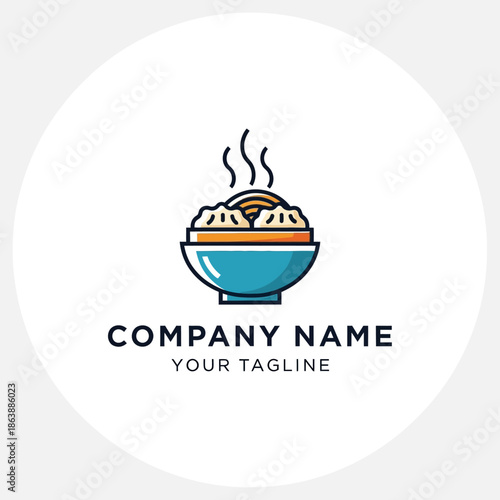 Steaming Bowl of Delicious Dumplings Logo Design.