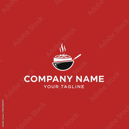 Steaming Bowl of Noodles with Spoon Logo.