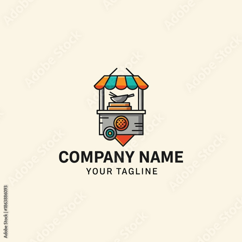 Street Food Cart Logo Design.