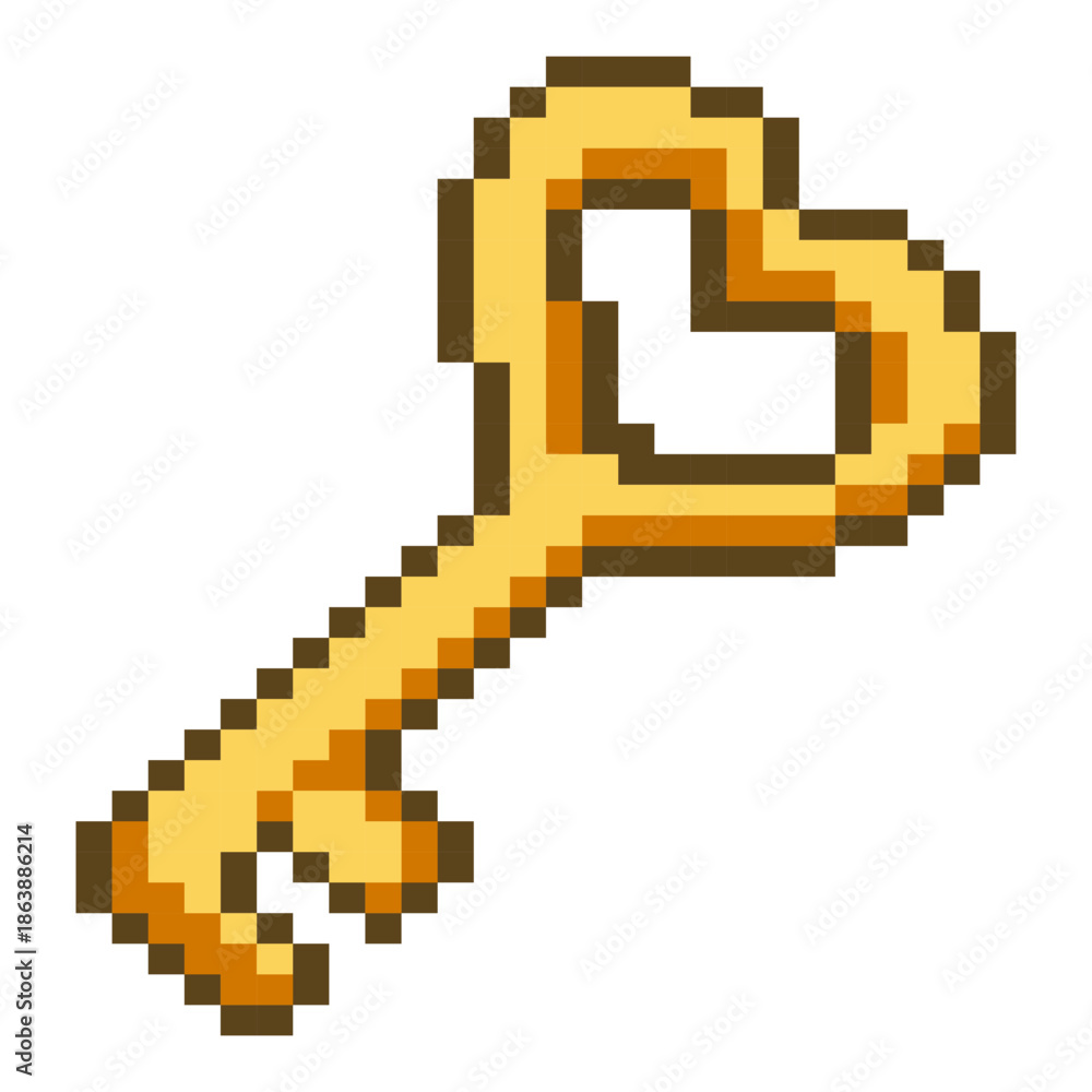 Obraz premium Pixel Heart Key Love Symbol