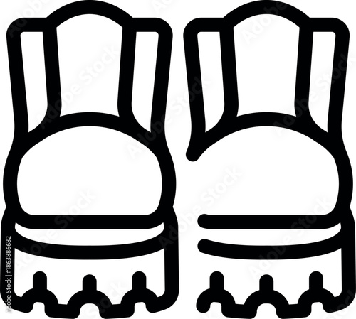 Pair of hiking boots with thick soles, suitable for outdoor activities and challenging terrains