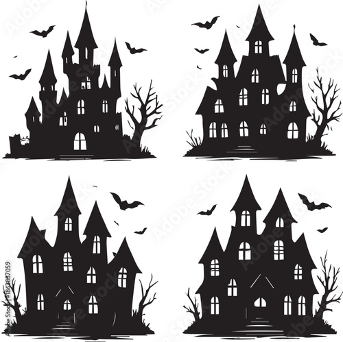 halloween castle vector illustration