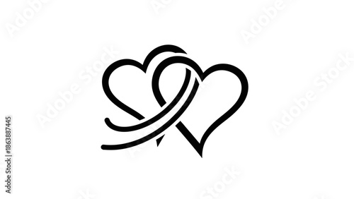 Two intertwined hearts symbolizing love, connection, and togetherness on a white background, perfect for romantic themes and celebrations.