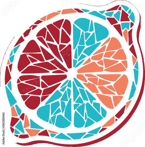 Vibrant Abstract Lemon Slice in Colorful Mosaic Style