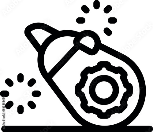 Grenade exploding, featuring a cogwheel, symbolizes industrial sabotage, representing concepts of economic warfare and disruption