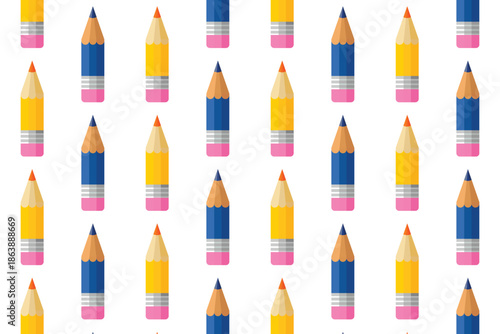 Colorful wooden pencils arranged in a neat row isolated on a clean white background for art, drawing, and education designs