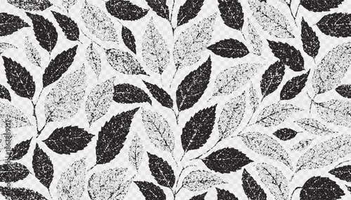 Leaf Pattern Design: A detailed and striking pattern composed of elegant leaf, with contrasting black and white leaf create a beautiful and captivating composition. 