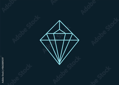 A clean gemstone line logo with sharp facets and elegant symmetry, representing value, clarity, luxury, and precision in minimalist line style