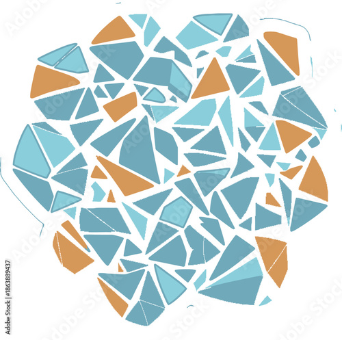 Modern Abstract Illustration of Shattered Geometric Polygons in a Vibrant Mosaic Design