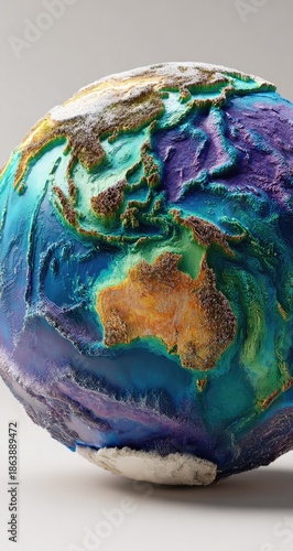3D Earth globe, detailed relief