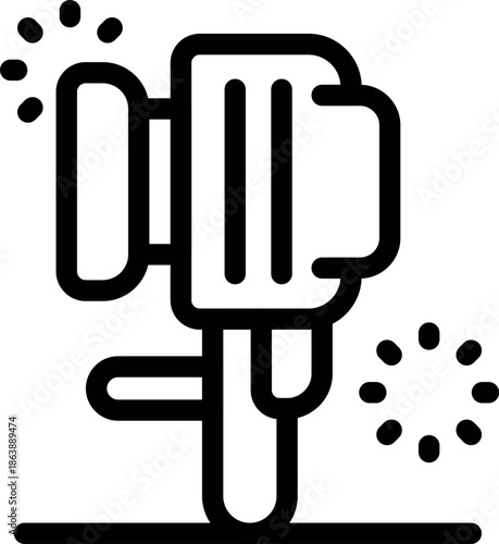 Jackhammer breaking ground, creating a dust cloud, representing construction and demolition work