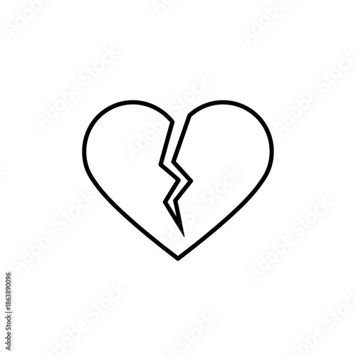 Broken Heart Icon Illustration for Emotional or Relationship Themes