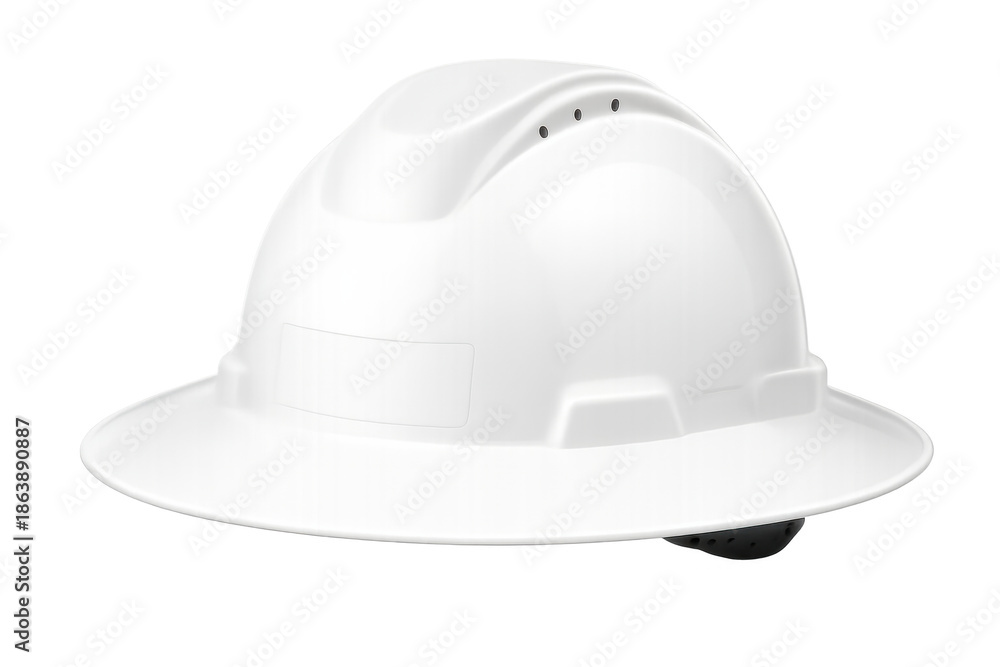Fototapeta premium White hard hat providing safety and protection, industrial worker or engineer protective headgear, transparent background