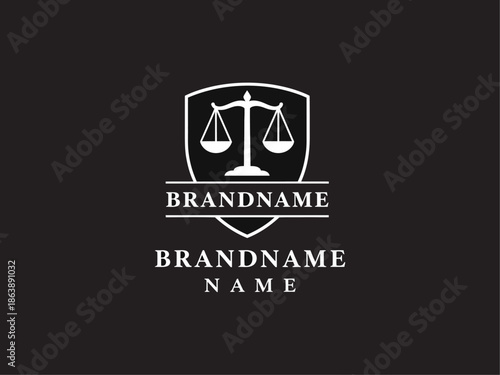 White Scales of Justice Logo Design Template.