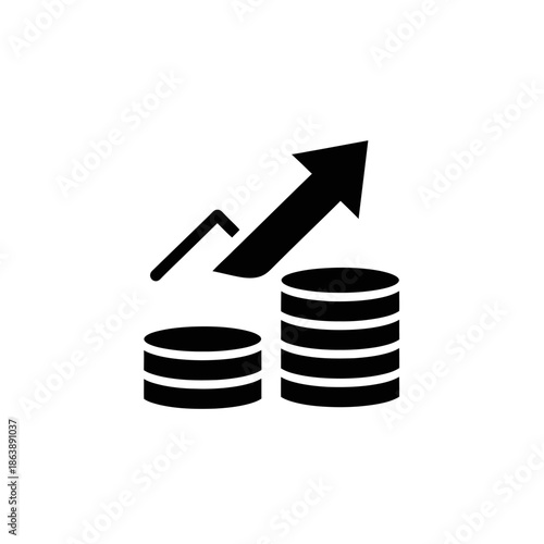 Business Growth and Financial Investment Concept with Arrow and Coins Illustration