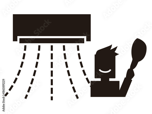 エアコンを取り付け終えた業者のイラスト