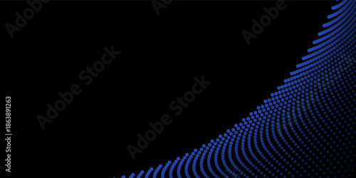 Abstract curvy spots, geometric pattern forming wave like curved shapes on a black background. Modern style optical illusion design for text, ideal for posters, banners, or modern graphic layouts.