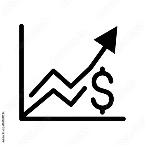 Business Growth and Financial Success Illustration with Rising Arrow and Dollar Sign