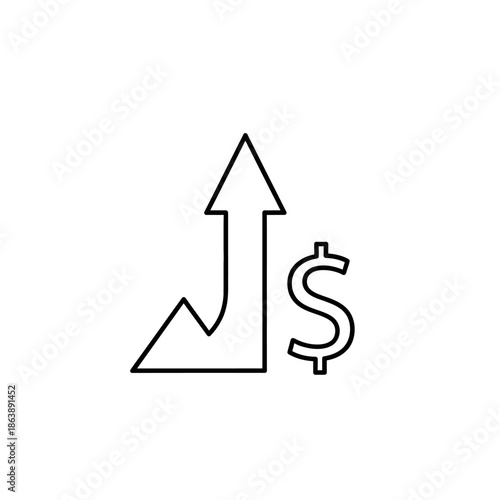 Business growth and investment success illustration with upward arrow and dollar sign