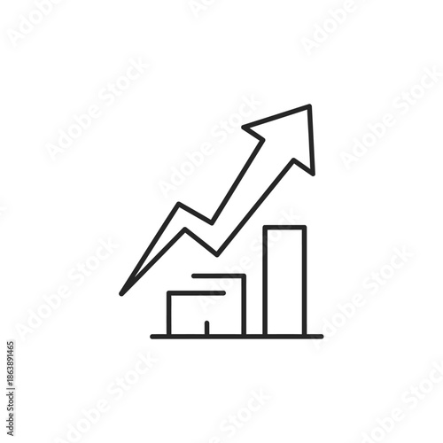 Business Growth and Progress Graph with Upward Trend Arrow Illustration