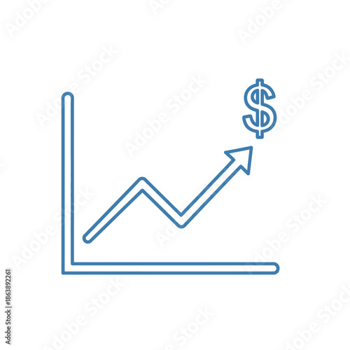 Business Growth Chart with Upward Arrow and Dollar Sign Illustration
